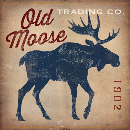 Framed Old Moose Trading Co.Tan Print