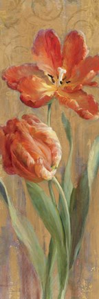 Framed Parrot Tulips on Gold II Print