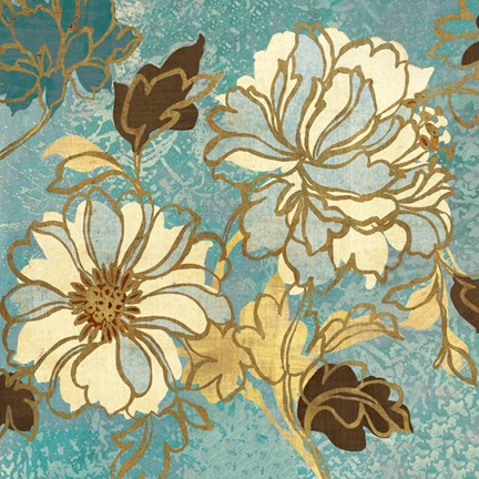 Framed Sophias Flowers I Blue Print