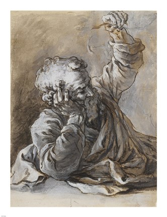 Framed Reclining Old Man Print