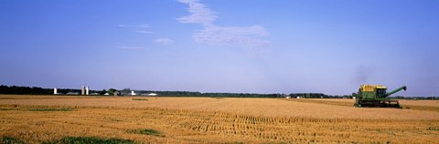Framed Combine in a field, Marion County, Illinois, USA Print