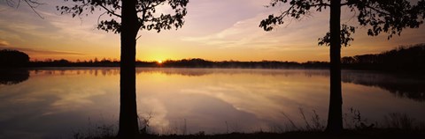 Framed Lake at sunrise, Stephen A. Forbes State Recreation Area, Marion County, Illinois, USA Print