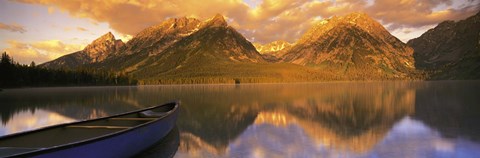 Framed Mountains Reflecting in Canoe Leigh Lake, Grand Teton National Park Print