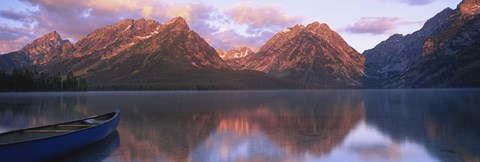 Framed Reflection of mountains in a lake, Leigh Lake, Grand Teton National Park, Wyoming, USA Print