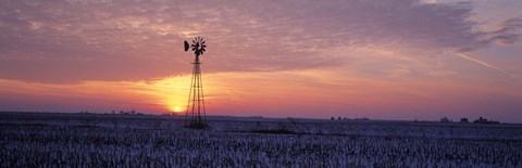 Framed Windmill Cornfield Edgar County IL USA Print
