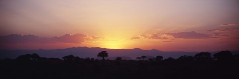 Framed Sunset over a landscape, Tarangire National Park, Tanzania Print