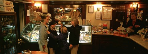 Framed Mother With Her Children In An Ice-Cream Parlor, Florence, Italy Print