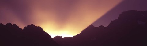 Framed Sunrise over mountains, Grand Teton National Park, Wyoming, USA Print