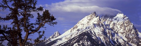 Framed Clouds over snowcapped mountains, Grand Teton National Park, Wyoming, USA Print