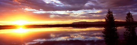 Framed Storm clouds over a lake at sunrise, Jenny Lake, Grand Teton National Park, Wyoming, USA Print