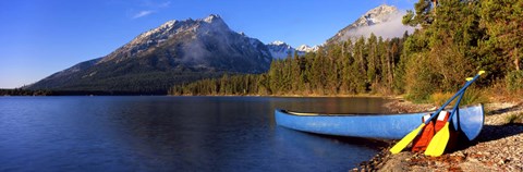 Framed Canoe at Leigh Lake, Grand Teton National Park, Wyoming Print