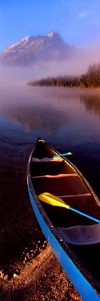 Framed Canoe and Leigh Lake in the Fog, Grand Teton National Park, Wyoming Print