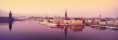 Framed Reflection of buildings in a lake, Lake Malaren, Riddarholmen, Gamla Stan, Stockholm, Sweden Print