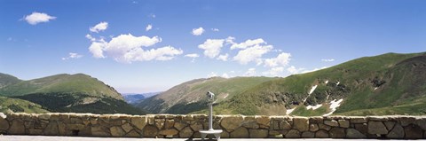 Framed Coin operated binoculars on an observation point, Rocky Mountain National Park, Colorado, USA Print