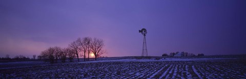 Framed Windmill in a field, Illinois, USA Print