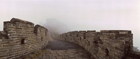 Framed Fortified wall in fog, Great Wall of China, Mutianyu, Huairou County, China Print