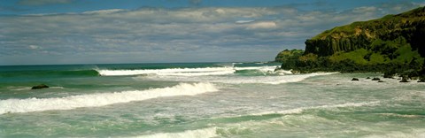 Framed Waves breaking on the shore, backside of Lennox Head, New South Wales, Australia Print