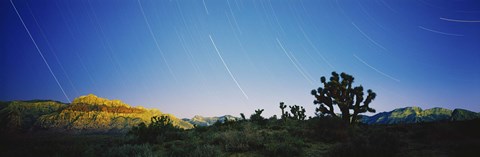 Framed Star trails over Red Rock Canyon National Conservation Area, Nevada, USA Print