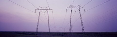 Framed Electric towers at sunset, California, USA Print