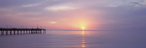 Framed Pier in the ocean at sunset, Caspersen Beach, Sarasota County, Venice, Florida, USA Print