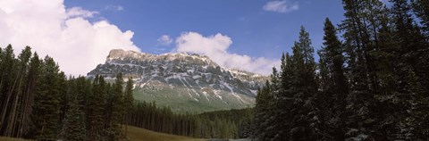 Framed Low angle view of a mountain, Protection Mountain, Bow Valley Parkway, Banff National Park, Alberta, Canada Print