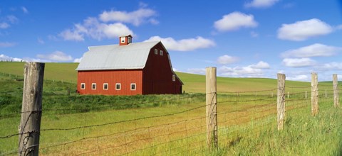 Framed Barn in a field Print
