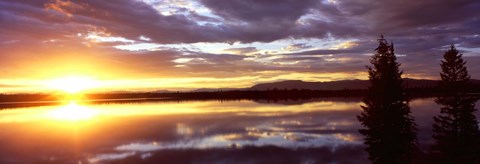 Framed Storm clouds over a lake at sunrise, Jenny Lake, Grand Teton National Park, Wyoming, USA Print