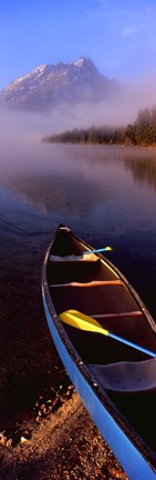 Framed Canoe and Leigh Lake in the Fog, Grand Teton National Park, Wyoming Print
