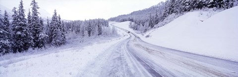 Framed Snow covered road in winter, Haines Highway, Yukon, Canada Print