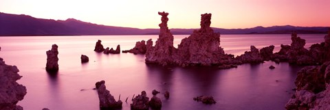 Framed Rock formations in a lake, Mono Lake, California, USA Print