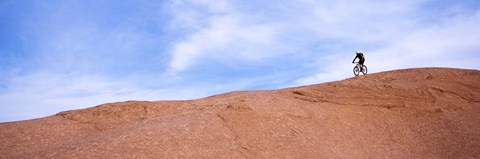 Framed Biker on Slickrock Trail, Moab, Grand County, Utah, USA Print