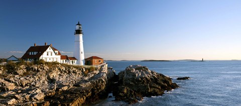 Framed Lighthouse on the coast, Portland Head Lighthouse, Ram Island Ledge Light, Portland, Cumberland County, Maine, USA Print