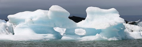 Framed Icebergs and volcanic ash, Jokulsarlon Lagoon, Iceland Print