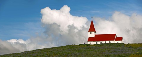 Framed Church on hill, Vik, Iceland Print