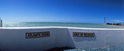 Framed Junction of Atlantic Ocean and Gulf of Mexico, Key West, Monroe County, Florida, USA Print