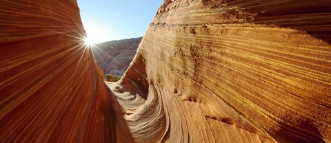 Framed Sun shining through rock formations, The Wave, Coyote Buttes, Utah, USA Print