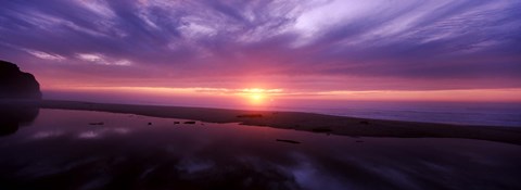 Framed Sunset over Pomponio State Park, San Mateo County, California, USA Print