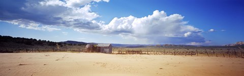 Framed Old well and ranch in the desert, Utah, USA Print