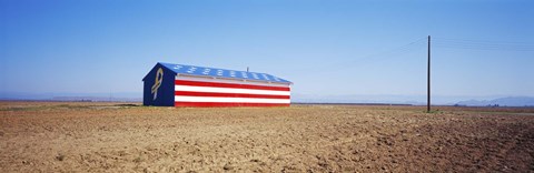 Framed Flag Barn on Highway 41, Fresno, California Print