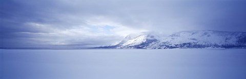 Framed Frozen Jackson Lake in winter, Grand Teton National Park, Wyoming, USA Print