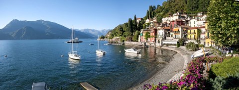 Framed Early evening view of waterfront at Varenna, Lake Como, Lombardy, Italy Print