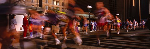 Framed Blurred Motion Of Marathon Runners, Houston, Texas, USA Print