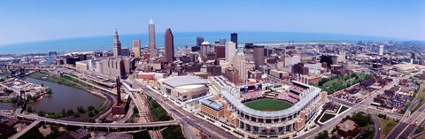 Framed Aerial View Of Jacobs Field, Cleveland, Ohio, USA Print