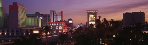 Framed Casinos At Twilight, Las Vegas, Nevada, USA Print