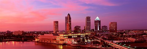 Framed USA, Florida, Tampa , night Print