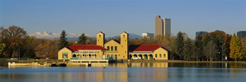 Framed Buildings at the waterfront, City Park Pavilion, Denver, Colorado, USA Print