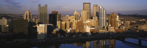 Framed Reflection of buildings in a river, Monongahela River, Pittsburgh, Pennsylvania, USA Print