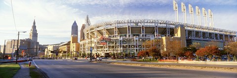Framed Low angle view of baseball stadium, Jacobs Field, Cleveland, Ohio, USA Print