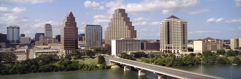 Framed Buildings in a city, Town Lake, Austin, Texas, USA Print