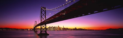 Framed San Francisco Bay Bridge with Purple Night Sky Print